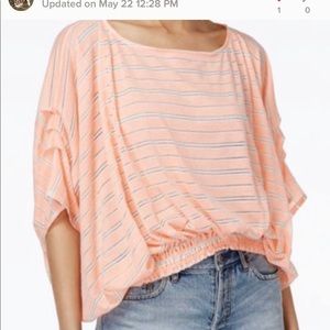 Free People Azalea striped peach & white top